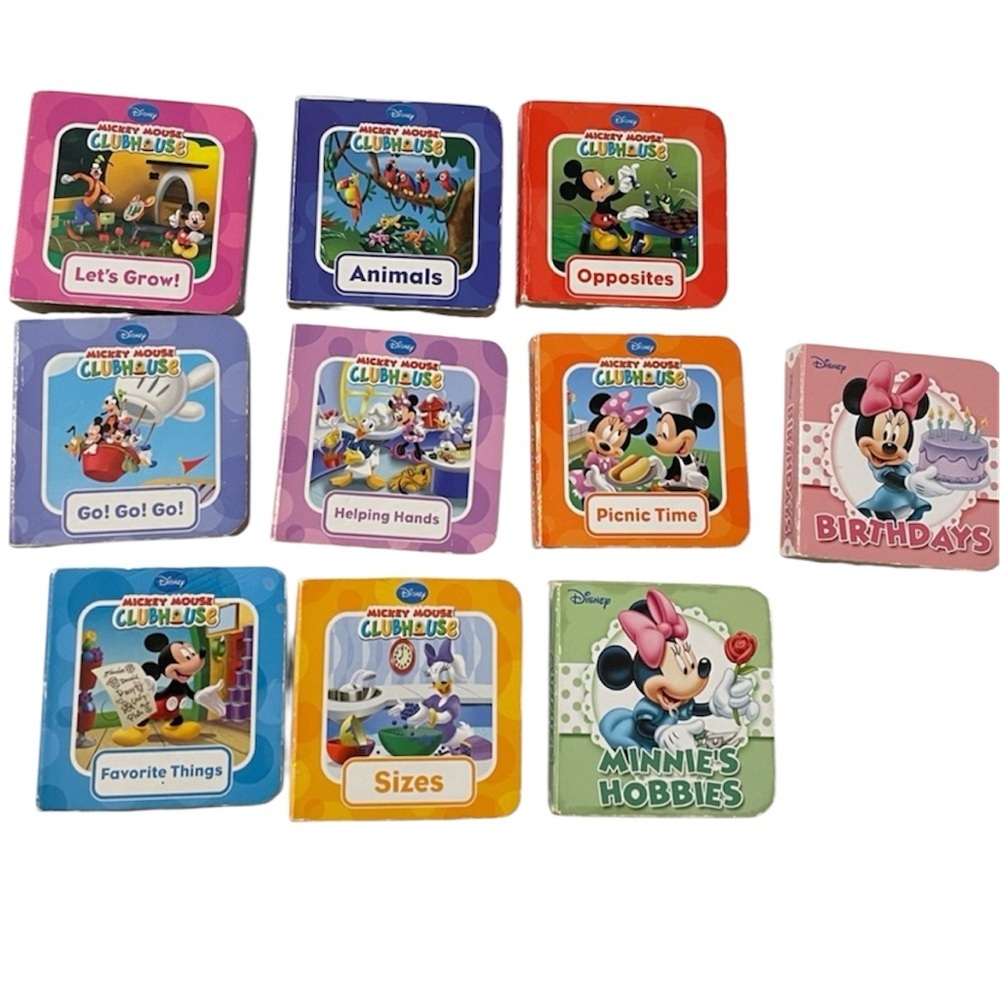 Vintage Disney Mickey Mouse ClubHouse 10 Mini Board Books Set - Learning Set